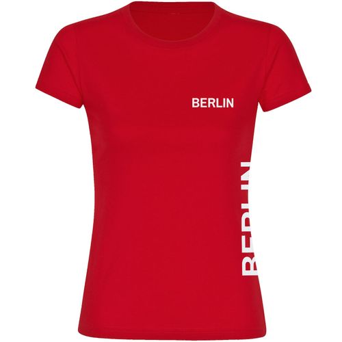 4068859072872 - multifanshop Damen T-Shirt - Berlin rot - Brust & Seite - Druck weiß - Frauen 4068859072872 - multifanshop Damen T-Shirt - Berlin rot - Brust & Seite - Druck weiß - Frauen