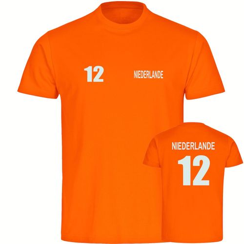 4068859458379 - multifanshop Herren T-Shirt - Niederlande - Trikot Nummer 12 - Druck weiß - Männer