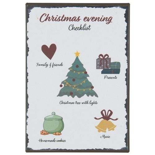 5709898343699 - Metallschild Christmas evening Checklist 14 x 20 cm