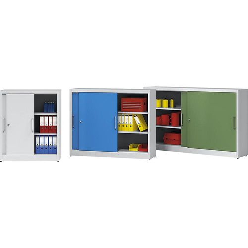 4061753034199 - eurokraft pro Schiebetürschrank Höhe 1200 mm mit 2 Fachböden HxB 1200 x 1000 mm Tiefe 420 mm Türen resedagrün RAL 6011