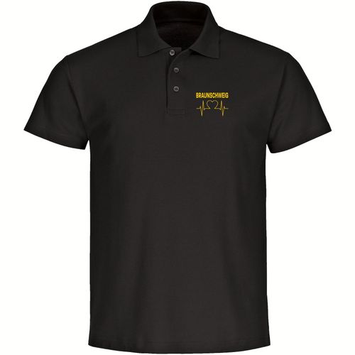 4068859200879 - multifanshop Poloshirt - Braunschweig - Herzschlag - Druck gelb - Polo