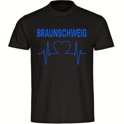 4068859200107 - multifanshop Herren T-Shirt - Braunschweig - Herzschlag - Druck blau - Männer