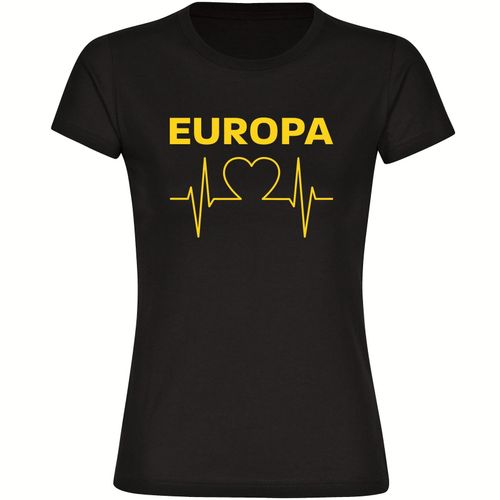 4068859303563 - multifanshop Damen T-Shirt - Europa - Herzschlag - Druck gelb - Frauen 4068859303563 - multifanshop Damen T-Shirt - Europa - Herzschlag - Druck gelb - Frauen