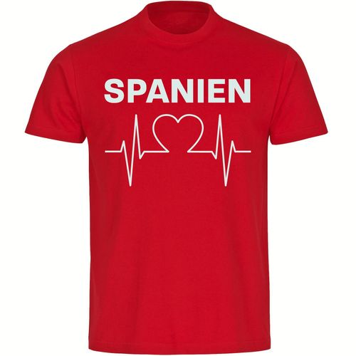 4068859231835 - multifanshop Herren T-Shirt - Spanien - Herzschlag - Druck weiß - Männer