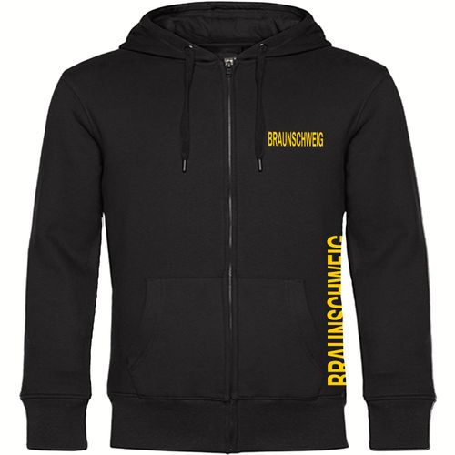 4068859198879 - multifanshop Kapuzen Sweatshirt Jacke - Braunschweig - Brust & Seite - Druck gelb - Sweat