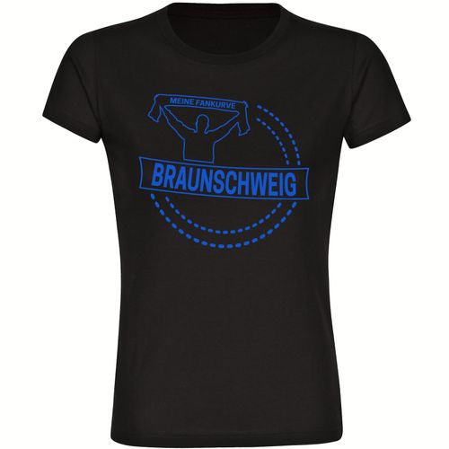 4068859203320 - multifanshop Damen T-Shirt - Braunschweig - Meine Fankurve - Druck blau - Frauen