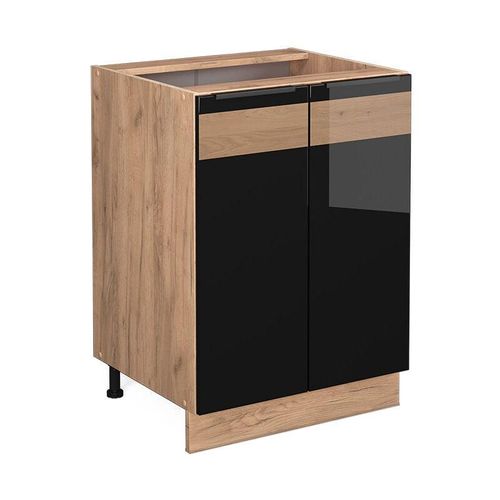 4066731392933 - Küchenunterschrank Fame-Line Schwarz Eiche hochglanz 60 cm  ap Anthrazit Vicco