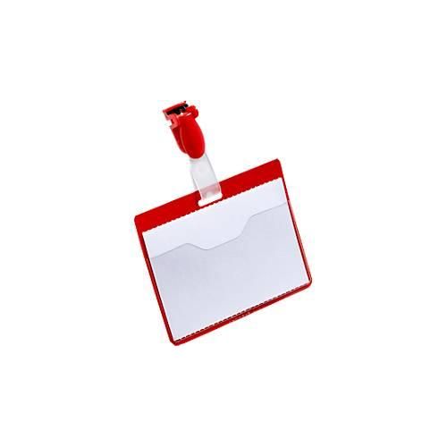 4005546805573 - DURABLE Namensschilder Namensschild Mit Clip rot 9 cm x 6 cm Hartfolie Rot