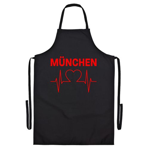 4068859116194 - multifanshop Grillschürze - München rot - Herzschlag - Druck rot - Schürze