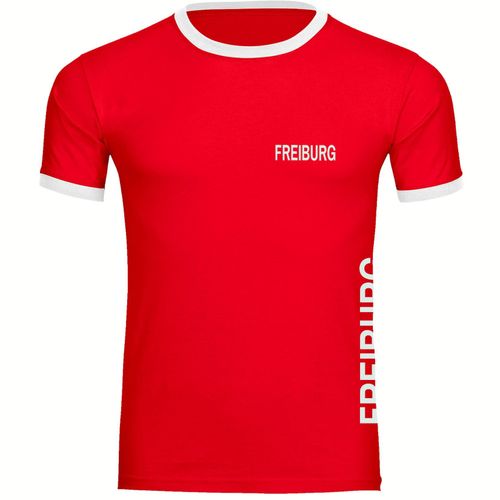 4068859077334 - multifanshop Kontrast T-Shirt - Freiburg - Brust & Seite - Druck weiß - Männer 4068859077334 - multifanshop Kontrast T-Shirt - Freiburg - Brust & Seite - Druck weiß - Männer