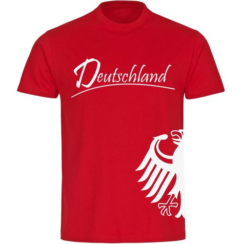 4068859250546 - multifanshop Herren T-Shirt - Deutschland - Adler seitlich - Druck weiß - Männer