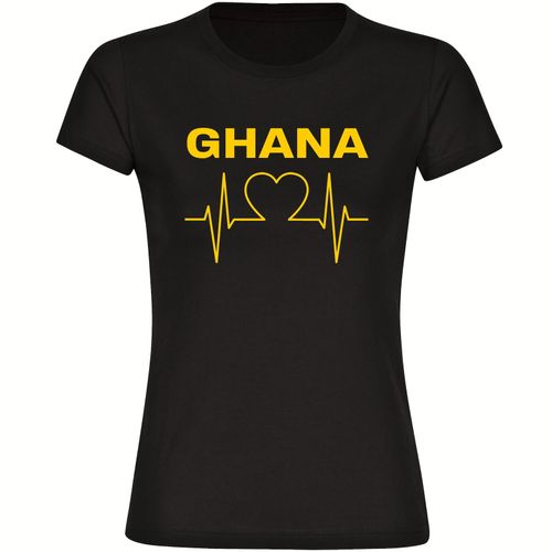 4068859313470 - multifanshop Damen T-Shirt - Ghana - Herzschlag - Druck gelb - Frauen