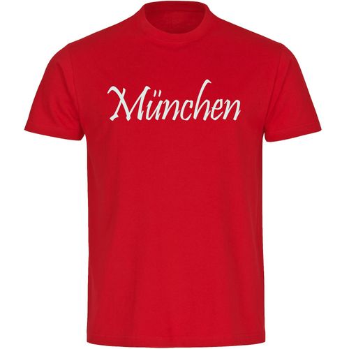 4068859161347 - multifanshop Herren T-Shirt - München rot - Schriftzug - Druck weiß - Männer