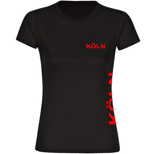 4068859080150 - multifanshop Damen T-Shirt - Köln - Brust & Seite - Druck rot - Frauen