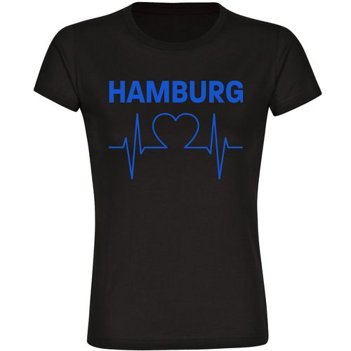 4068859008468 - multifanshop Damen T-Shirt - Hamburg - Herzschlag - Druck blau - Frauen
