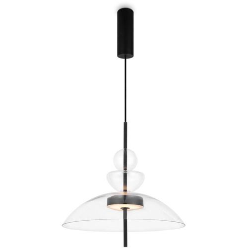 4255596717351 - Licht-erlebnisse - led Pendelleuchte Glas Metall warmweißes Licht 3000 k 1200 lm h max 358 cm Schwarz Modern