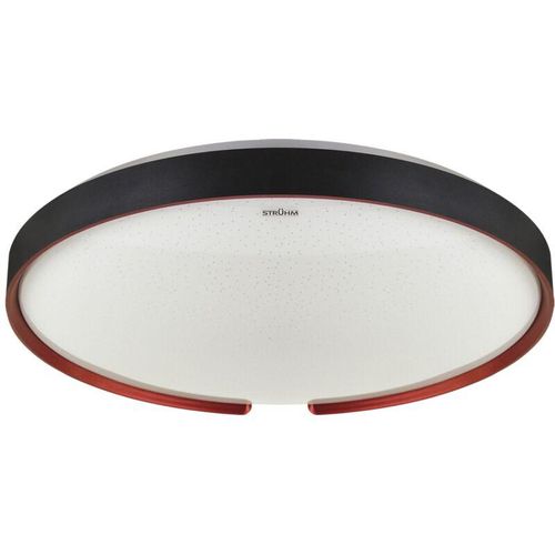 4255596687630 - Licht-erlebnisse - led Deckenleuchte Metall IP44 4200 k neutralweiß 1690 lm ø 395 cm Schwarz Rot rund Deckenlampe