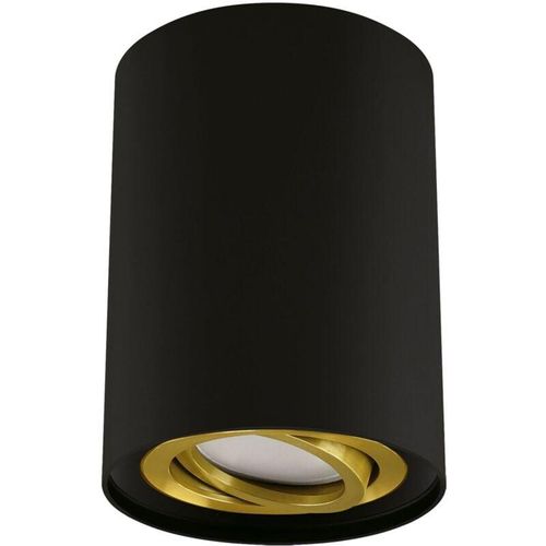 4255596687913 - Licht-erlebnisse - Deckenstrahler Aluminium d 94 cm Aufputz in Schwarz Gold GU10 rund Deckenspot