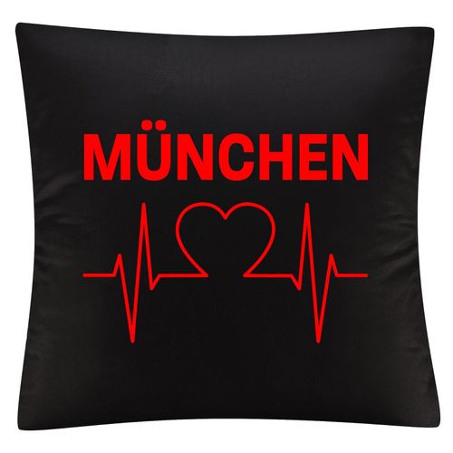 4068859116163 - multifanshop Kissenbezug - München rot - Herzschlag - Druck rot - Kissen