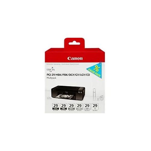 8714574623214 - PGI-29 MBK PBK DGY GY LGY CO Multipack - 6er-Pack - Grau Hellgrau Dunkelgrau mattschwarz Photo schwarz Chroma-Optimierer - original - Tintenbehälter 8714574623214 - PGI-29 MBK PBK DGY GY LGY CO Multipack - 6er-Pack - Grau Hellgrau Dunkelgrau mattschwarz Photo schwarz Chroma-Optimierer - original - Tintenbehälter
