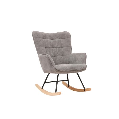 4251942207316 - Schaukelstuhl RICHIE Metall-Gestell schwarz Kufen aus Buche Cord-Stoff grau mit Steppung B 72 H 92 T 92 cm 4251942207316 - Schaukelstuhl RICHIE Metall-Gestell schwarz Kufen aus Buche Cord-Stoff grau mit Steppung B 72 H 92 T 92 cm