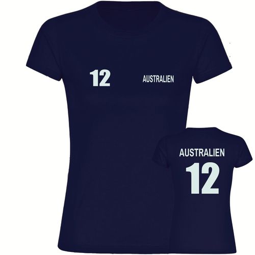 4068859277345 - multifanshop Damen T-Shirt - Australien - Trikot Nummer 12 - Druck weiß - Frauen