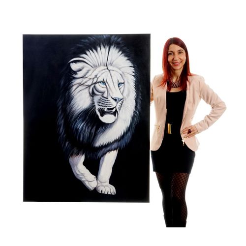4057651056098 - Wandbild Weißer Löwe 100% handgemaltes Ölgemälde Gemälde XL 120x90cm 4057651056098 - Wandbild Weißer Löwe 100% handgemaltes Ölgemälde Gemälde XL 120x90cm