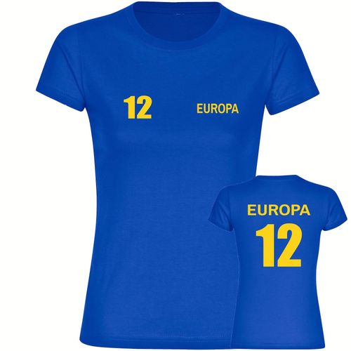 4068859303242 - multifanshop Damen T-Shirt - Europa - Trikot Nummer 12 - Druck gelb - Frauen 4068859303242 - multifanshop Damen T-Shirt - Europa - Trikot Nummer 12 - Druck gelb - Frauen