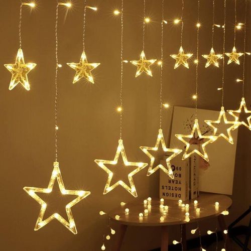 3802293621262 - Bleosan - m Vorhang Licht Stern Warmweiß Licht Girlande Fenster Weihnachten Innen usb led Weihnachtsdekoration Leuchtend Garten Schlafzimmer