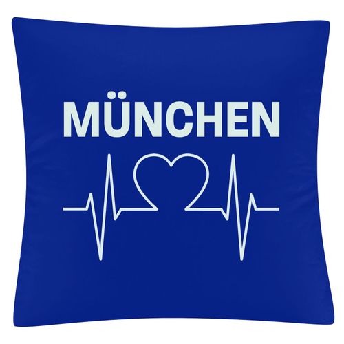 4068859040789 - multifanshop Kissenbezug - München blau - Herzschlag - Druck weiß - Kissen