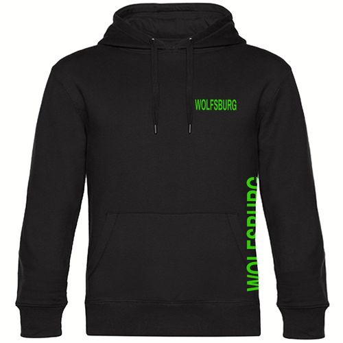 4068859168674 - multifanshop Kapuzen Sweatshirt - Wolfsburg - Brust & Seite - Druck grün - Hoodie