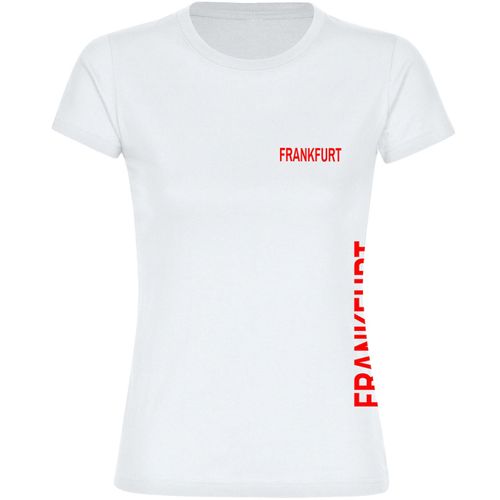 4068859075286 - multifanshop Damen T-Shirt - Frankfurt - Brust & Seite - Druck rot - Frauen