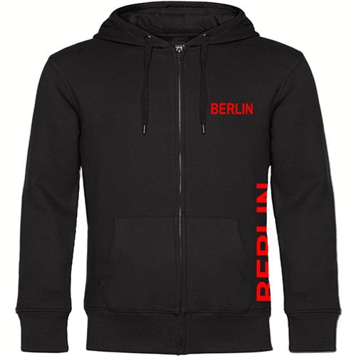 4068859073527 - multifanshop Kapuzen Sweatshirt Jacke - Berlin rot - Brust & Seite - Druck rot - Sweat