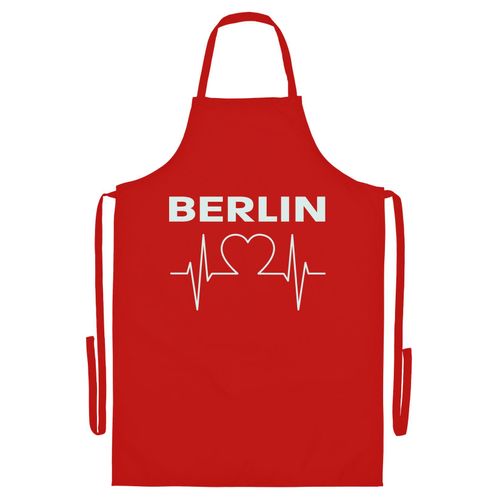 4068859104801 - multifanshop Grillschürze - Berlin rot - Herzschlag - Druck weiß - Schürze 4068859104801 - multifanshop Grillschürze - Berlin rot - Herzschlag - Druck weiß - Schürze