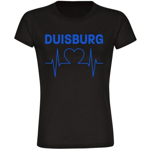 4068859036430 - multifanshop Damen T-Shirt - Duisburg - Herzschlag - Druck blau - Frauen