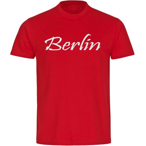 4068859157197 - multifanshop Herren T-Shirt - Berlin rot - Schriftzug - Druck weiß - Männer