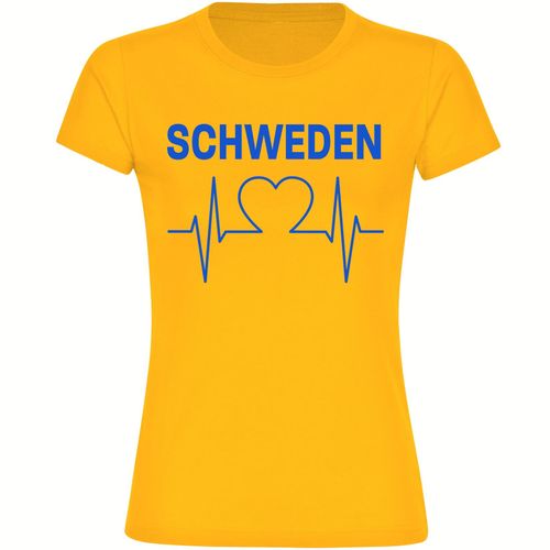 4068859492564 - multifanshop Damen T-Shirt - Schweden - Herzschlag - Druck blau - Frauen 4068859492564 - multifanshop Damen T-Shirt - Schweden - Herzschlag - Druck blau - Frauen
