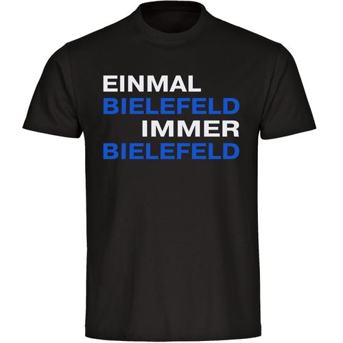 4068859057138 - multifanshop Herren T-Shirt - Bielefeld - Einmal Immer - Druck blau - Männer 4068859057138 - multifanshop Herren T-Shirt - Bielefeld - Einmal Immer - Druck blau - Männer