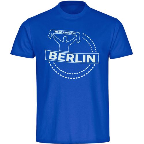 4068859050450 - multifanshop Kinder T-Shirt - Berlin blau - Meine Fankurve - Druck weiß - Kind