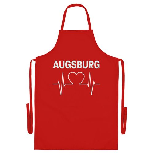 4068859102524 - multifanshop Grillschürze - Augsburg - Herzschlag - Druck weiß - Schürze