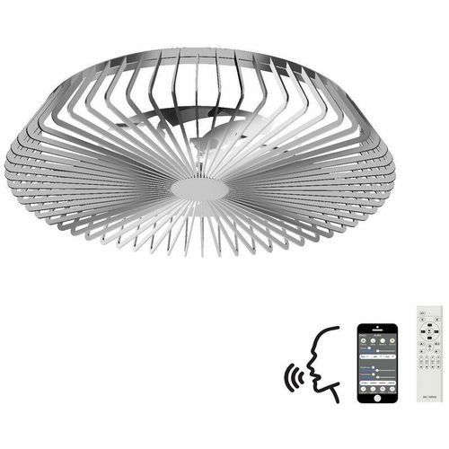 8435153271229 - Inspired Lighting - Mantra Himalaya Dimmbare LED-Deckenleuchte & 35-W-DC-Lüfter Fernbedienung app & Alexa Google-Sprachsteuerung Silber