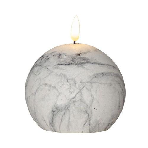 7391482057945 - Star Trading - Kerze Flamme Marble Stumpenkerze Kugelform Mamor-Design led Timer Warmweiß 12 cm