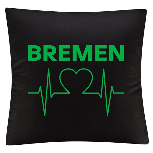 4068859172565 - multifanshop Kissenbezug - Bremen - Herzschlag - Druck grün - Kissen