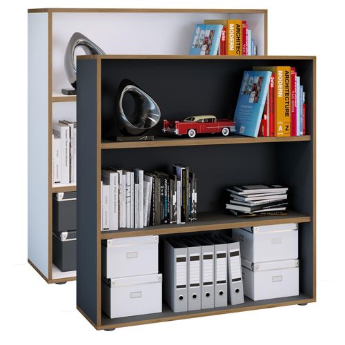 4051814443947 - Aktenregal Holzregal stehend platzsparender Aktenschrank Maße ca H 110 x B 100 x T 33 cm Elegantes Regal Büroregal ¿ Salia 3fach B 100 cm Gr 100 grau (anthrazit) B100cm H110cm T33cm Holzwerkstoff Holz Spanplatte Regale