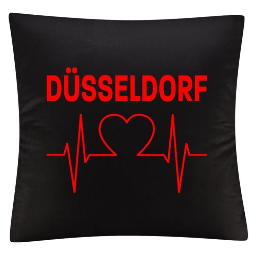 4068859105907 - multifanshop Kissenbezug - Düsseldorf - Herzschlag - Druck rot - Kissen