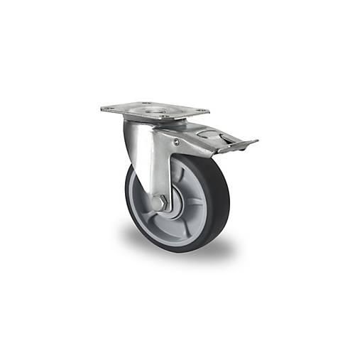4260565399322 - CASCOO Lenkrolle P2G2 mit Totalfeststeller Rad-ø 125 mm x B 35 mm Polypropylen-Felge Elastomer-Lauffläche grau Kugellager bis 165 kg 4260565399322 - CASCOO Lenkrolle P2G2 mit Totalfeststeller Rad-ø 125 mm x B 35 mm Polypropylen-Felge Elastomer-Lauffläche grau Kugellager bis 165 kg
