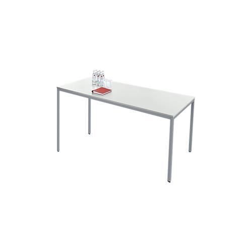 4251898823462 - Pure Stahlrohrtisch Rechteck Quadratrohrfuß B 1600 x T 700 x H 720 mm lichtgrau weißaluminium
