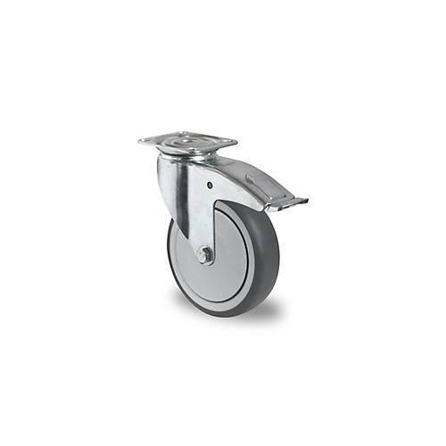 4260390221614 - CASCOO Lenkrolle P2T2 mit Totalfeststeller Rad-ø 75 mm x B 25 mm Polypropylen-Felge Elastomer-Lauffläche grau Kugellager bis 75 kg 4260390221614 - CASCOO Lenkrolle P2T2 mit Totalfeststeller Rad-ø 75 mm x B 25 mm Polypropylen-Felge Elastomer-Lauffläche grau Kugellager bis 75 kg
