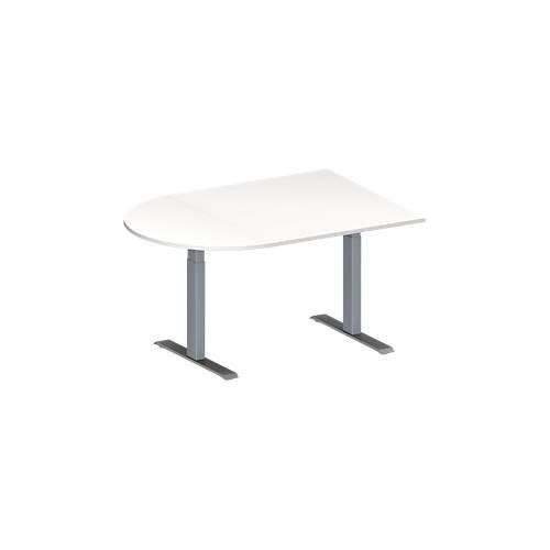 4251898815481 - Genius Konferenztisch MODENA FLEX Halbkreis T-Fuß Rechteckrohr B 1400 x T 1000 x H 650-850 mm weiß weißaluminium RAL 9006