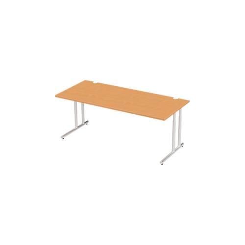 4250510823125 - Select Schreibtisch COMBITEC Rechteck C-Fuß B 2000 x T 1000 x H 677-817 mm Buche weißaluminium